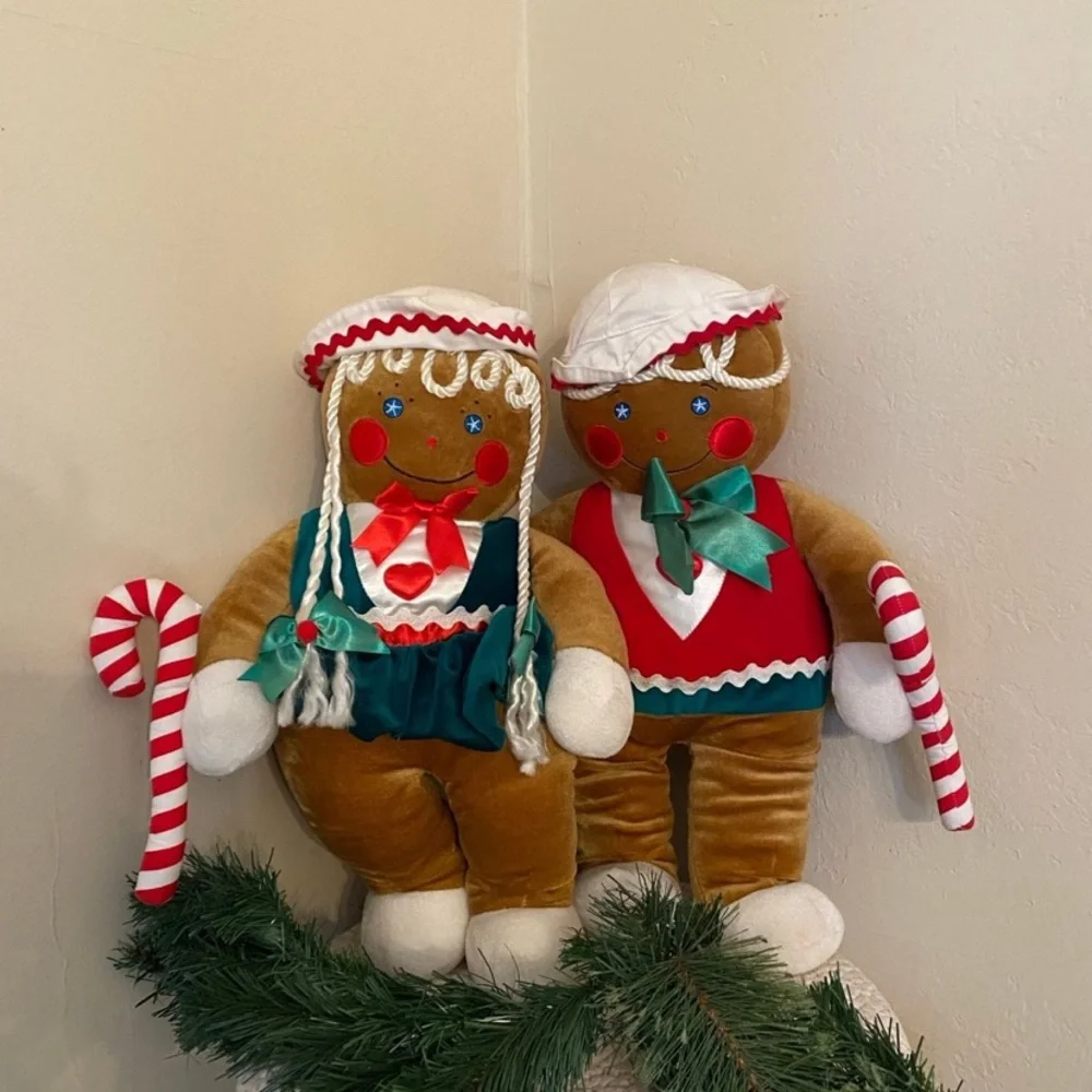 Vintage 1990 Target XL Christmas Gingerbread Boy & Girl Doll set